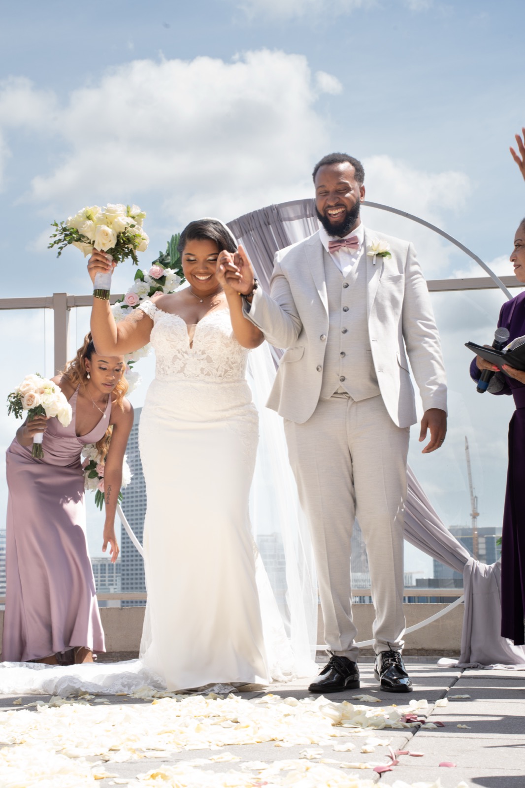 Joyful just married walk after ceremony — Atlanta wedding photography